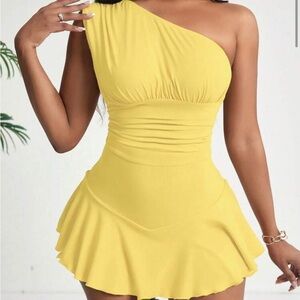 Yellow Ruched Romper